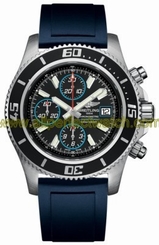 Breitling Watches : A1334102/BA83-RS Automatic Black Chronograph With Abyss Blue Accents, Luminescent Index Markers, Date At 3 Dial Black Diver Pro Ii Rubber Band Men Watch