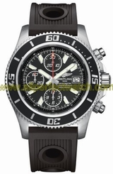 Breitling Watches : A1334102/BA84-PRRS Automatic Black Chronograph With Abyss White Accents, Luminescent Index Markers, Date At 3 Dial Black Ocean Racer Rubber Band Men Watch