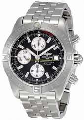 Breitling Watches : A1336410/B719-SS Automatic Black Chronograph With Silver Sub-dials, Index Hour Markers And Date At 3 Dial Stainless Steel Band Men Watch
