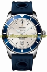 Breitling Watches : A1732016/G642-ORD Automatic COSC Silver With Date At 6 Dial Ocean Racer Blue Rubber Band Men Watch