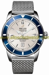 Breitling Watches : A1732016/G642-SS Automatic COSC Silver With Date At 6 Dial Ocean Classic Steel Mesh Band Men Watch