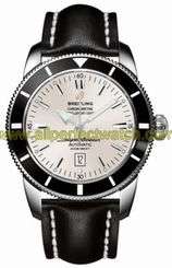 Breitling Watches : A1732024/G642-LS Automatic COSC Silver With Date At 6 Dial Black Calfskin Leather Band Men Watch