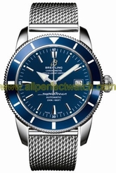 Breitling Watches : A1732116/C832-SS Automatic Blue With Index Markers And Date At 3 Dial Ocean Classic Steel Mesh Band Men Watch