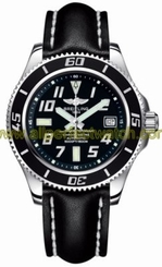 Breitling Watches : A1736402/BA28-LST Automatic Abyss Black With Luminescent Arabic Numerals And Markers, Date At 3 Dial Black Calfskin Leather Band Men Watch