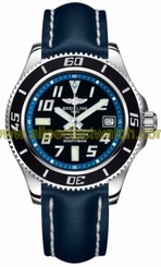 Breitling Watches : A1736402/BA30-LST Automatic Black With Abyss Blue Flange, Luminescent Arabic Numerals And Markers, Date At 3 Dial Blue Calfskin Leather Band Men Watch
