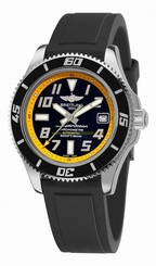 Breitling Watches : A1736402/BA32-RS Automatic Black With Abyss Yellow Flange, Luminescent Arabic Numerals And Markers, Date At 3 Dial Rubber Band Men Watch