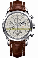 Breitling Watches : A1931012/G750-BRCROCT Automatic Silver Chronograph Dial Brown Crocodile Leather Band Men Watch