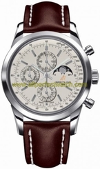 Breitling Watches : A1931012/G750-BRLSD Automatic Silver Chronograph Dial Brown Calfskin Leather Band Men Watch