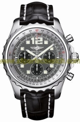 Breitling Watches : A2336035/F555-CROC Automatic Tungsten Grey With Black Sub-dial Chronograph, Luminescent Hands And Markers, Date Between 4 And 5 Dial Crocodile Black Leather Band Men Watch