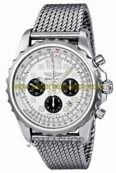 Breitling Watches : A2336035/G718-SS Automatic Stratus Silver With Black Sub-dial Chronograph, Luminescent Hands And Markers, Date Between 4 And 5 Dial Aero Classic Mesh Stainless Steel Band Men Watch