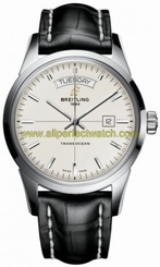 Breitling Watches : A4531012/G751-CROCD Automatic Silver Dial Black Crocodile Leather Band Men Watch