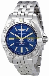 Breitling Watches : A49350L2/C806-SS Automatic COSC Metallica Blue With Index Hour Markers And Large Double Date At 3 Dial Stainless Steel Band Men Watch