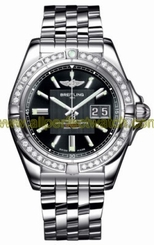 Breitling Watches : A49350LA/BA07-SS Automatic COSC Ivory Black With Index Hour Markers And Large Double Date At 3 Dial Stainless Steel Band Men Watch