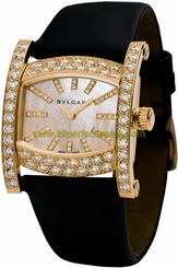 Bvlgari Watches : AA36D2WL-12 Quartz Mother of Pearl Diamond Stick Index 18ct Yellow Gold Diamond Bezel Black Satin Women Watch