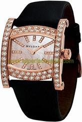 Bvlgari Watches : AAP36D2C2L-12 Quartz Mother of Pearl Diamond Dial 18K Rose Gold and Diamond Bezel Black Satin Women Watch