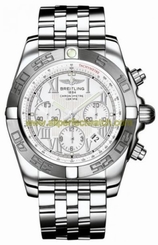 Breitling Watches : AB011012/A690-SS Automatic White With Roman Numeral Hour Markers And Date At 4 Dial Stainless Steel Band Men Watch