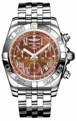 Breitling Watches : AB011012/Q566-SS Automatic COSC Amber Chronograph Dial Polished Stainless Steel Band Men Watch