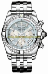 Breitling Watches : AB011053/G686-SS Automatic COSC Mother Of Pearl Chronograph Dial Polished Stainless Steel Band Men Watch