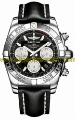 Breitling Watches : AB014012/BA52-LS Automatic Black With Silver Sub-dials And Date At 4 Dial Black Calf Leather Band Men Watch