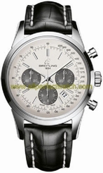 Breitling Watches : AB015212/G724-CROCD Automatic Silver Chronograph Dial Black Crocodile Leather Band Men Watch
