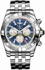 Breitling Watches : AB041012/C834-SS Automatic COSC Blue Chronograph Dial Polished Stainless Steel Band Men Watch