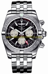 Breitling Watches : AB042011/BB56-SS Automatic COSC Black Chronograph Dial Polished Stainless Steel Band Men Watch