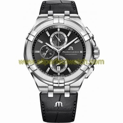 Maurice Lacroix Watches : AI1018-SS001-330-1 Quartz Chronograph Date Black Leather Men Watch