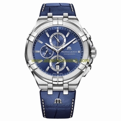 Maurice Lacroix Watches : AI1018-SS001-430-1 Quartz Chronograph Date Blue Leather Men Watch