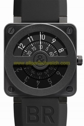 Bell & Ross Watches : BR01-92-Compass Automatic Black Dial Rubber Black Band Men Watch