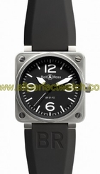 Bell & Ross Watches : BR01-92-Steel-Black 100 Meters 46mm Automatic Men Watch