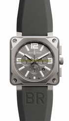 Bell & Ross Watches : BR01-94-Pro-Titanium Automatic Black Dial Rubber Black Band Men Watch