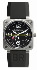 Bell & Ross Watches : BR01-97-Reserve-De-Marche Automatic Black Dial Rubber Black Band Men Watch