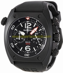 Bell & Ross Watches : BR02-94-Carbon Automatic Black Dial Rubber Black Band Men Watch