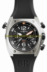 Bell & Ross Watches : BR02-94-Steel Automatic Black Dial Rubber Black Band Men Watch