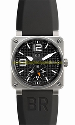 Bell & Ross Watches : BR03-51-Gmt Automatic Black Dial Rubber Black Band Men Watch