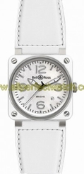 Bell & Ross Watches : BR03-92-WHITE-CERAMIC Automatic Ceramic Date Leather Strap Men Watch