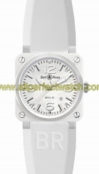 Bell & Ross Watches : BR03-92-White-Ceramic-Rubber Automatic Mother Of Pearl Dial Rubber White Band Unisex Watch