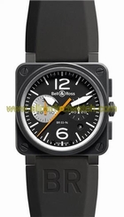 Bell & Ross Watches : BR03-94-Black-White Automatic Black Dial Rubber Black Band Men Watch