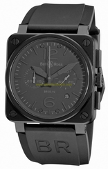 Bell & Ross Watches : BR03-94-Phantom Automatic Black Dial Rubber Black Band Men Watch