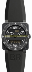 Bell & Ross Watches : BR03-Type-Aviation-Carbon Quartz Black Digital Dial Black Rubber With Synthetic Canvas Band Men Watch
