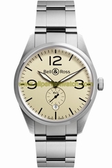 Bell & Ross Watches : BR-123-Original-Beige-Steel Automatic Small Second Hand Dial Date Stainless Steel Men Watch