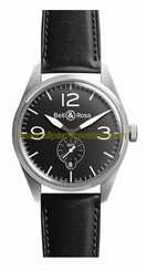 Bell & Ross Watches : BR-123-Original-Black Automatic Black Dial Small Second Hand Date Black Leather Men Watch