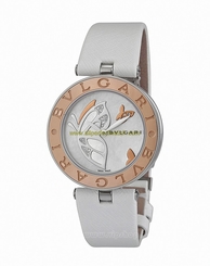Bvlgari Watches : BZ30BDSGL Quartz Butterfly Motif and Diamond Pave Dial 18ct Rose Gold Bezel White Leather Women Watch