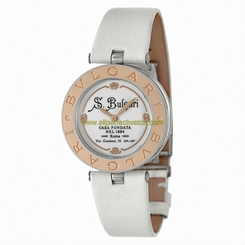 Bvlgari Watches : BZ30WSGL-125 Quartz Analog 18k Rose Gold Bezel White Leather Women Watch