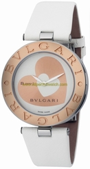 Bvlgari Watches : BZ35WHSGL Quartz Heart Shape Dial 18k Rose Gold Bezel White Leather Women Watch