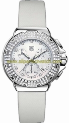 TAG Heuer Watches : CAC1310.FC6219 Quartz Diamond Accented Chronograph Diamond Bezel White Satin Women Watch
