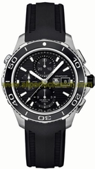 TAG Heuer Watches : CAK2110.FT8019 Self Winding Automatic Calibre 16 Movement Brushed And Polished Stainless Steel Black Dial Black Rubber Strap Band Men Watch