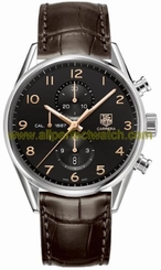 TAG Heuer Watches : CAR2014.FC6236 Automatic Black Dial Stainless Steel Case Brown Leather Strap Men Watch