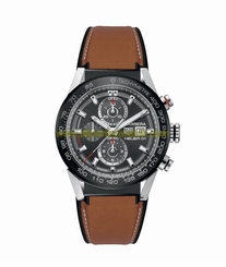 TAG Heuer Watches : CAR201W.FT6122 Caliber Heuer 01 Automatic Chronograph Date Brown Leather Men Watch
