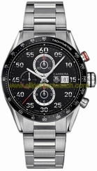TAG Heuer Watches : CAR2A10.BA0799 Self Winding Automatic Calibre 1887 Polished Stainless Steel Black Red Accented Chronograph With Date At 3 Dial Brushed And Polished H-shaped Bracelet Band Men Watch
